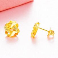 Xinshijie 24K Gold-Plated Braided Chinese Knot Earrings for Women yellow