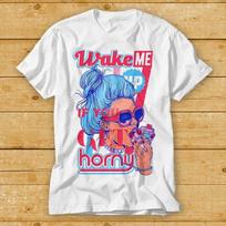 230 Gsm 100% Cotton Sexy T Shirt Wake Me Up If You Get Horny Naughty Pin Up Girl Lesbian Pride Lgbt Super Birthday Cool Gift Top Tee 2026 XXS balta
