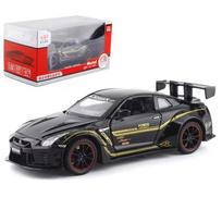 1:32 Nissan GTR R35 lenktyninio automobilio modelio simuliacija masteliu vaikiškas žaislinis automobilis aukštos kokybės lydinio liejinys žaislinis automobilis garsas ir šviesa berniuko automobilio dovana juoda