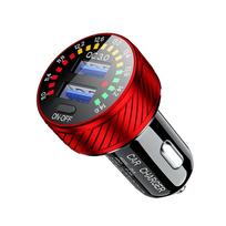 12/24V Dual USB Car Charger QC 3.0 Waterproof 18W Fast Charging Marquee Light LED Voltmeter ON OFF Switch Car-charger Adapter Z8-A raudona