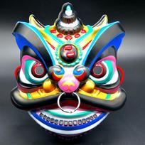 Men's Full-Face Hand-Operated Lion Mask for Stage Performance, Halloween, Christmas, and Annual Meetings. One Size blue