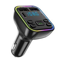 Car Bluetooth FM Transmitter PD Type-C Dual USB 3.1A Fast Charger Socket Outlet 7 Colors Light Handsfree MP3 Player juoda