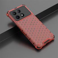 For Xiaomi Poco X6 Pro Case Xiaomi Poco X6 X6 Pro 5G Cover Luxury Honeycomb Shockproof TPU Armor PC Silicone Phone Back Case Poco X6 Pro raudona