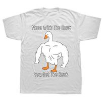 Men's T-shirt Street Wear Keep Healthy, Exercise Big Goose Print Loose Women's T-shirt S white