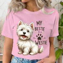 Mano geriausia draugė yra Westie Šunų veislės citatos T-shirt Moterims Juokingi šuns letenėlių atspaudai Marškinėliai Animacinių gyvūnų mylėtojams Dovana Juokingi marškinėliai Moterims XL