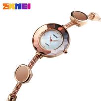 Fashion European and American flower mirror bracelet waterproof women's quartz watch rožinio aukso spalvos