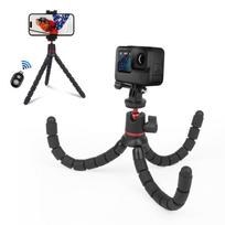 PULUZ Mini aštuonkojis lankstus trikojis laikiklis su nuotolinio valdymo pulteliu SLR kameroms, GoPro, mobiliajam telefonui black