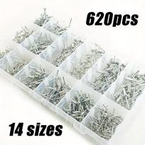 620pcs Aluminum Blind Rivets Assortment Kit - 14 Sizes Available, Including 1/8 , 3/16 , 3/32 , 5/32  Diameter Blind Rivets 1set