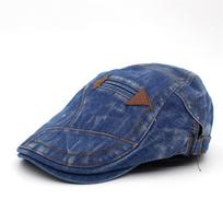 WTEMPO Washed Cowboy Cap Double Arrow Beret Men and Women Fashion Sun Hat Grinding Old Retro Forward Cap one size mėlyna