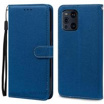 For OPPO Find X3 Pro Case Luxury Leather Flip Case For Oppo Find X3 Pro Wallet Cover Phone Case For Oppo Find X 3 Pro Case Funda OPPO Find X3 (X3Pro) tamsiai mėlyna spalva