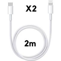 LOT 2 USB-C Lightning Cable 2m for iPhone 14-14 PLUS-14 PRO-14 PRO MAX-13-13 MINI-13 PRO-13 PRO MAX-12-12 PRO-11 PRO-SE Phonillico®