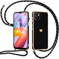 Coque - Xiaomi - Redmi A2 - Antichoc - Silicone Souple - Noir avec Bandoulière