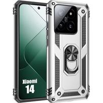 Case for Xiaomi 14 - Rigid - Silver - Shockproof - 360° rotating stand - Camera protection