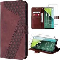 Case For Xiaomi Redmi Note 13 Pro 5G - Red Synthetic Leather - Full Protection - 2 Tempered Glasses