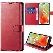 Coque pour Xiaomi Redmi 12C-11A Protection Rabat Effet Cuir Anti-Rayures Rouge