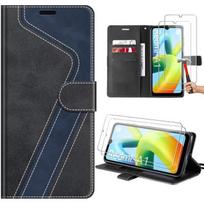 Coque de protection pour Xiaomi Redmi A1-A2 - E.F.Connection - Cuir PU - Poche à Cartes - Support - Noir