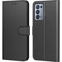 Semi-rigid case - E.F.CONNECTION - for OPPO Reno 6Pro - Black PU Leather - Card holder - Magnetic closure