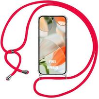 Silicone Case for Google Pixel 9 Pro XL - Shockproof Scratch-Resistant Transparent with Red Cord