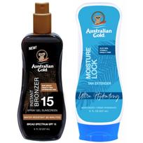 Australian Gold spray gel with Bronzer SPF15 + Moisture Lock 237ml