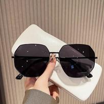 Transparent Blue Versatile Sunglasses Men'S Polygonal Metal Driving Sunglasses Tide Seaside Travel Glasses Women