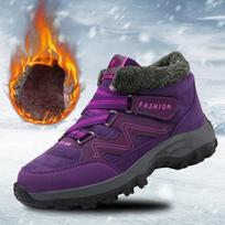 Men Boots 2024 Winter Keep Warm Fur Snow Boots Winter Work Casual  Sneakers Rubber Ankle Boots Unisex Free Shipping Women Shoes 35 violetinė