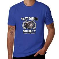 Funny Flat Ear Society Cat Meme Shirt T-Shirt shirts graphic tees Blouse summer clothes heavyweight t shirts for men S mėlyna