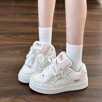 White Rainbow Hong Kong Style Niche Versatile Bread Shoes Women's Trend 2025 Autumn New Board Shoes Sports Casual White Shoes 35