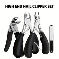 4 dalių nagų kirpiklių rinkinys - plačia anga, itin didelė atidarymo anga, profesionalus aštrus lenktas ašmuo, ilga rankena, lengva naudoti, saugus ir patogus 4-Piece Nail Scissors gray