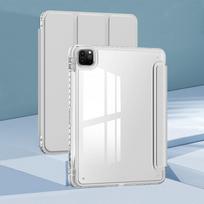 For iPad Air 11 Inch Clear Acrylic Case with Pencil Holder 3 Fold Cover Sleep Wake Anti Drop Leather Protective Case iPad mini6 8.3 šviesiai pilka spalva