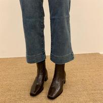 Huge comfortable~! Simple square head thick heel elastic short boots Martin boots versatile Chelsea boots 35 ruda