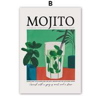 Fruit Juice Mojito Aperol Spritz Posters and Print Cocktails Drink Negroni Wall Art Canvas Painting Club Bar Shop Home Pop Decor 21cm×30cm NoFrame