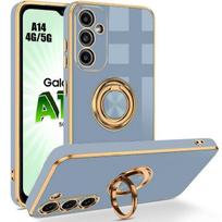 Case - BOOLING - for Samsung Galaxy A14 4G/5G - Shockproof Soft TPU - Rotating Ring Stand - Blue mėlyna