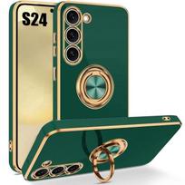 Case - BOOLING - for Samsung Galaxy S24 - Silicone - Night Green - 360° Rotating Ring žalia