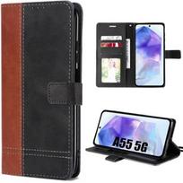 Protective case - Booling - for Samsung Galaxy A55 5G - Shockproof - PU Leather - Two-tone ruda