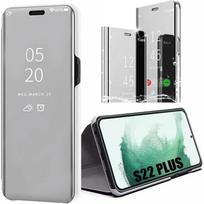 Semi-rigid protective case for Samsung S22 Plus - BOOLING - Clear View Smart Case - Silver sidabras