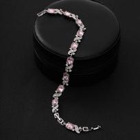 Charm leaf shaped alloy Elegant matched with zircon - adjustable suitable for parties weddings and special occasions colorful chain bracelet rožinė
