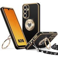 Protective Case - BOOLING - for Samsung Galaxy A26 5G - Slim Silicone - with Lanyard Stand - Heart Pattern juoda