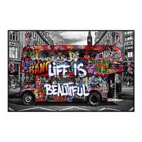 Graffiti autobuso automobilio plakatas Charlesas Chaplinas paveikslėlis Šiaurės šalių pop stiliaus dekoratyvinė tapyba siena Menas drobė tapyba Modernus namų dekoras be rėmelio 21*30cm No Frame gray