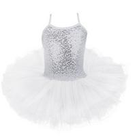 Dance Costume, Girls' Tutu Skirt, Fluffy Dress, Trendy Christmas Children's Day Sequin Suspender Performance Costume, Princess Veil Skirt XXL balta