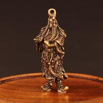 Retro Chinese Copper God of Wealth Guan Gong Figure Statue Ornament Desk Decor MIT
