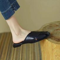 Versatile cross-bag head half slippers, new flat-bottomed lazy sandals for women in summer, ins tide 35 juoda