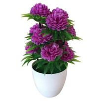1Pc Artificial Chrysanthemum Bonsai Potted Plant Landscape Home Floral Decor MIT violetinė
