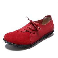 2024 New Lace Up Women Shoes Slip on Casual Shoes  Fashion Non-slip Solid Color Ladies Loafers Outdoor Walking Flats Footwear 35 raudona