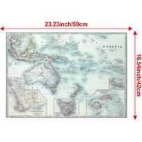 English Version-Vintage Oceania Map Painting Wall Poster School Travel Supplies,Gift,Educational Wall Art,Map Wall Decor A2-59*42cm