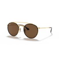 Ray-Ban Round Double Bridge akiniai | Polarized | Arista Gold - Brown