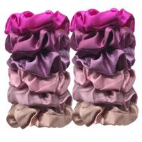 12pcs New Satin Fabric Sausage Loop Hair Rings Set Solid Colour Fabric Loop Hair Rope Hair Scrunchies Scrunchy Black Coffee