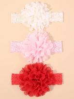 3PCS/Set Big Flowerl Headband For Baby Gir Floral Chiffon Bandage Band Children Kids Headwear Ribbon Newborn Hair Accessories