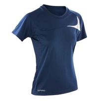Spiro Womens/Ladies Dash Training T-Shirt S tamsiai mėlyna/pilka