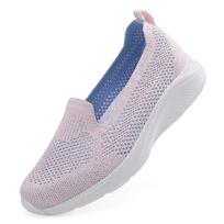 2025 one-pedal flat-soled mother shoes middle-aged and elderly non-slip soft-soled socks shoes women's outdoor casual walking shoes 35 rožinė