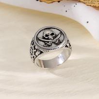 Yunjin new personalized pirate skull ring punk style hip hop alloy men's ring No. 7